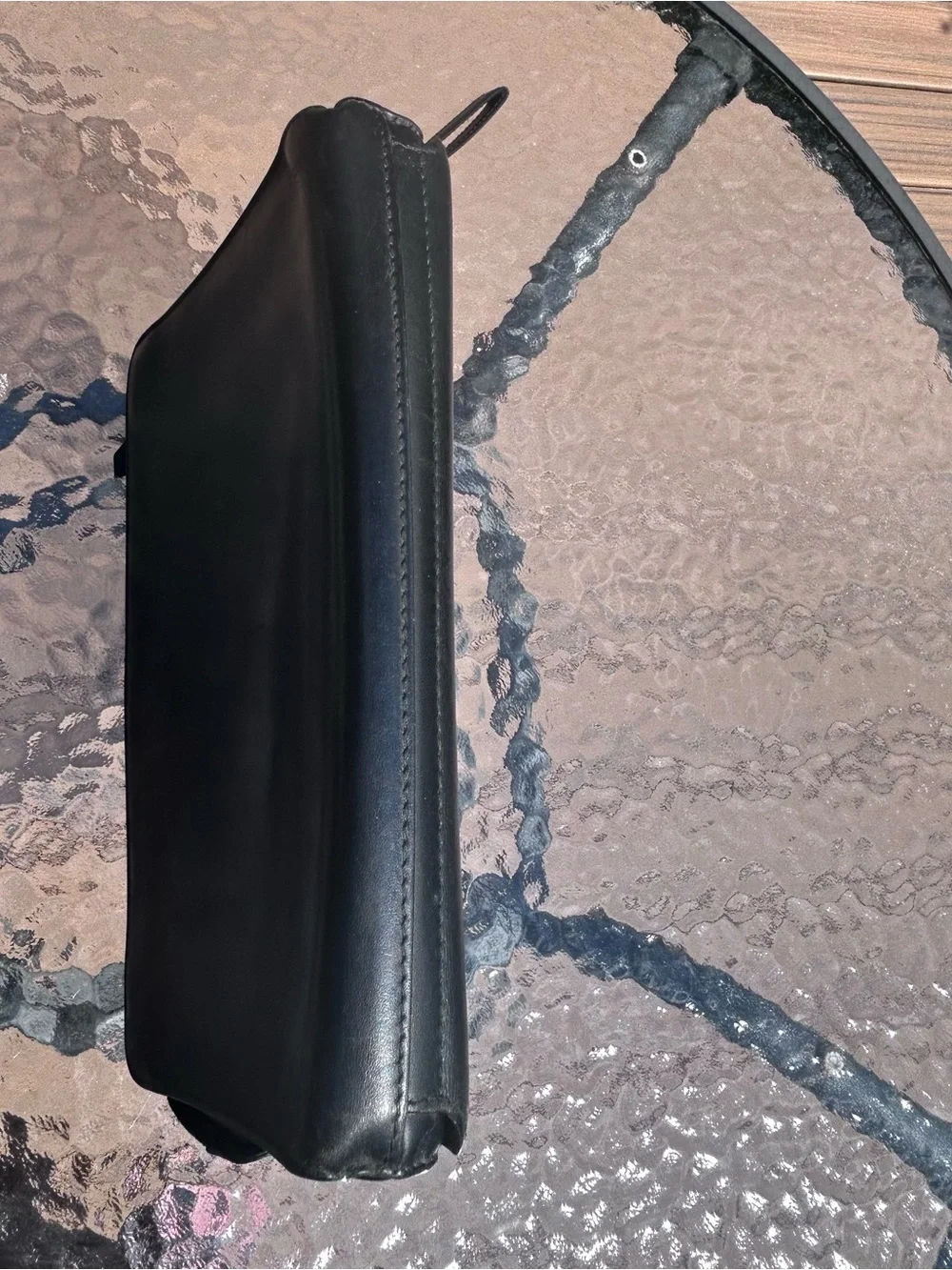 Vintage Dunhill Unisex Business Bag 1990s Clutch Wristlet Leather Black Y2K